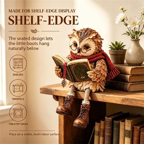 Resin reading owl - resin, with