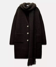 Zara Open Long Knit Coat With
