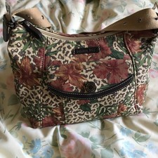 Shoulder Bag US Brand Canvas Floral Bag Autumn Colour Burnt Orange Leopard Flora