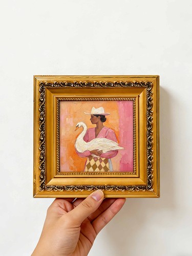 Lady holding swan - lady,