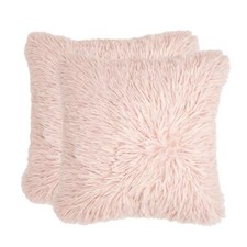 Sienna Set of 2 x Faux Mongolian Fur Cushion Covers Soft Fluffy Mohair 18" x 18