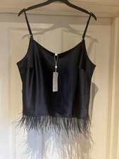 Coast Feather Trim Satin Top