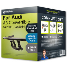 Towbar detachable for AUDI A3 Convertible 08- + 7pin spec. electrical-kit NEW FP