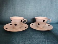 X2 Beautiful Vintage Polka Dot Cups And Saucers Winterling Marktleuthen Bavaria