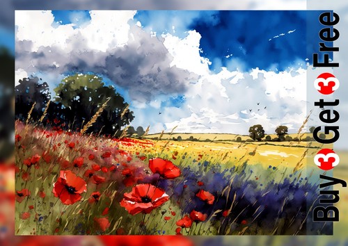 Crimson poppy meadow - crimson,