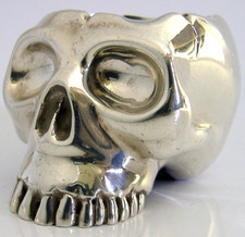 HEAVY 210g THEO FENNELL STERLING SILVER SKULL MATCHSTRIKER CANDLE HOLDER or CUP