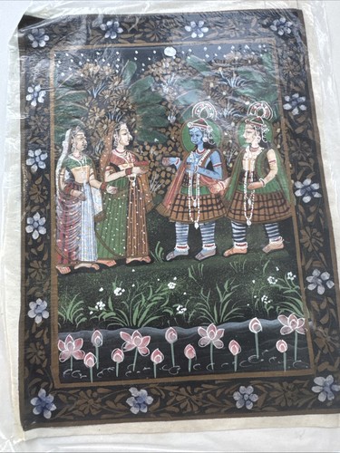 Vintage indian gouache - gouache, silk
