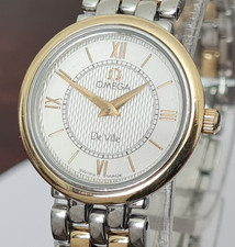 Ladies Omega De Ville Prestige 18K Gold and Steel Swiss Made Quartz Watch