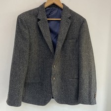 Marks And Spencer M&S Jacket Size 42 Short 100% Wool Moon Blazer - Dark Grey