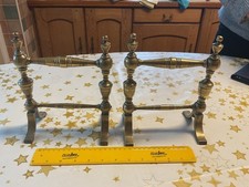 Antique Brass Fire Dogs /