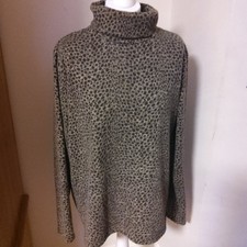 LONG TALL SALLY BROWN/BLACK LEOPARD PRINT POLO NECK SOFT FEEL JUMPER...SIZE 20