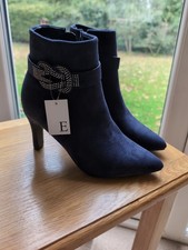 Ladies Ankle Boots Size 4 Shoes by Emma Collection Blue Suede New with Tags New