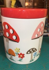 Cath Kidston Mushroom Toadstool Biscuit Storage Ceramic Jar (Small Chip At Base)