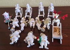 White Wooden Ornament 15 Rocking Horses Ballerina Musicians Snowmen Lamb Xmas