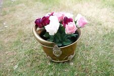 Vintage Brass Flower Planter pot Bucket Tub Decorative Fittings+Feet 1980s