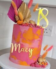 Cake Topper Personalised Charm Decoration Name and Number Glitter Mirror Card