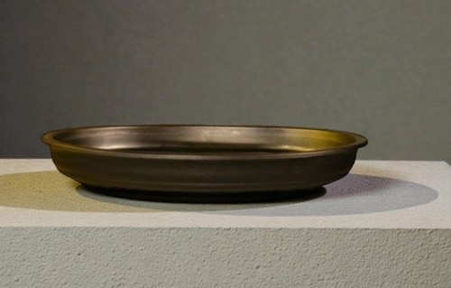 Black large plastic bonsai pot - black,