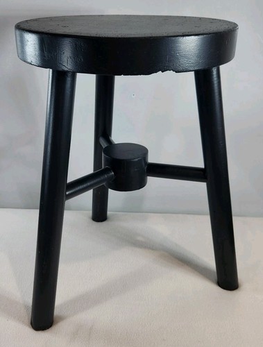 Wooden repainted black stool - repainted,