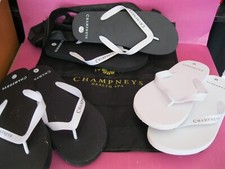 job lot - 3 pairs Champneys Flip Flops M (6-8) black white + Tote Bag, Brand New
