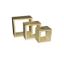 Natural Wood Wooden Wall Cubes