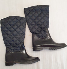 Ladies Womens Boots Size 5 Eu 38 Black Quilt Wellies Knee Boot