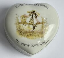 Holly Hobbie Vintage 1970s Heart Shaped Trinket Box - To The House Of A Friend..