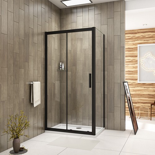 Black sliding shower - shower, enclosure