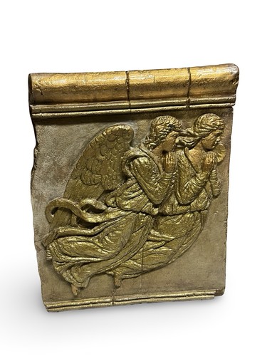 Wood carved angel - angel, plaque
