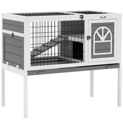 Pawhut rabbit hutch elevated - pawhut,