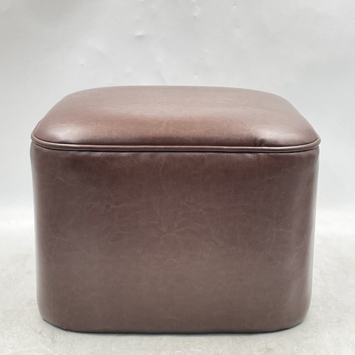 Brown faux leather footstool - brown,
