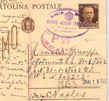ITALY WW2 Stationery Card 1945 *USA POW* MAIL RED CROSS Censor Naples YT12