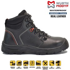MENS LEATHER WATERPROOF SAFETY STEEL TOE CAP HIKING WORK ANKLE BOOTS TRAINERS