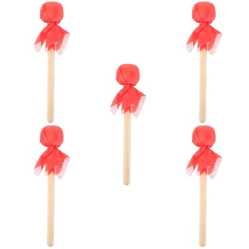 Red felt drum mallets set - red,