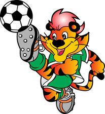 Funny Cartoon Tiger Soccer