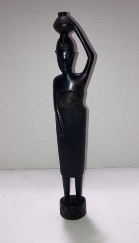 Carved wood woman statue - wood,
