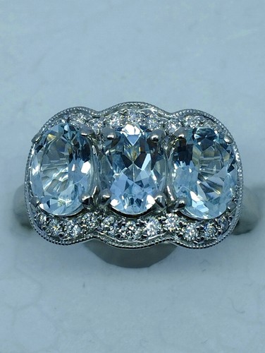 Aquamarine and diamond triple