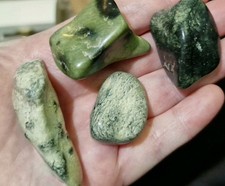 Bundle Of 4 Pieces Serpentine Stones Green & Black Minerals