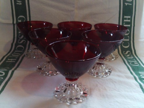 Set six ruby red anchor - set,