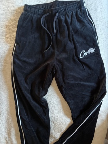 Men black velour straight - velour,