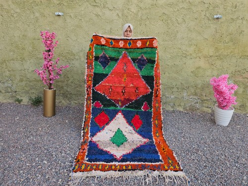 New moroccan boucherouite rug - new,