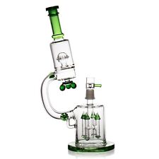 RORA 15" Heavy Glass Bong Recycler Thick Large Green Glass Water Pipes with 18mm
