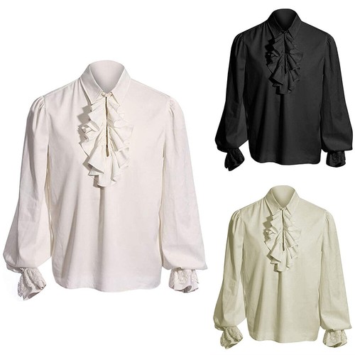 Men shirt puff sleeve ruffle - puff,