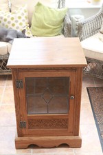 Old Charm Solid Oak Hi-Fi Cabinet Adjustable Shelf + Sliding Open Draw for CDs