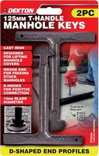 Dekton 2pc T-Handle Manhole Key Set- Heavy Duty Steel Manhole Cover| T-bar