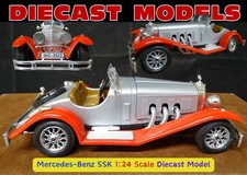 OLD 1928 MERCEDES-BENZ SSK; BIG ITALIAN MADE BURAGO 1:24 SCALE DIECAST MODEL CAR