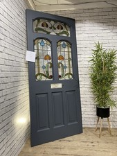 ANTIQUE FRONT DOOR - VICTORIAN / EDWARDIAN - Refurnished - Leaded Stained Glass
