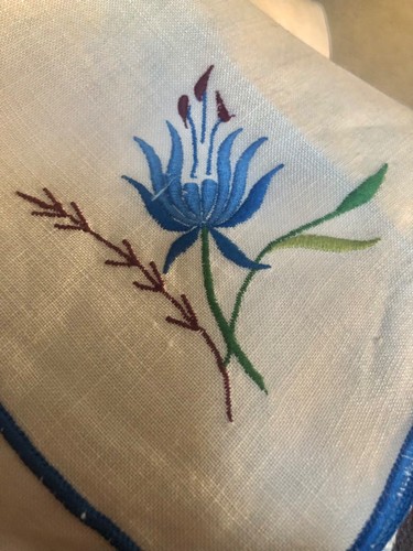 Vintage embroidered tray cloth - embroidered,