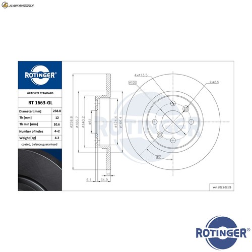 Brake disc 1663 gl - 2x,