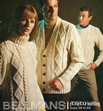 1782 LADIES MENS ARAN CABLE JUMPERS & CARDIGAN 36-46" VINTAGE KNITTING PATTERN  