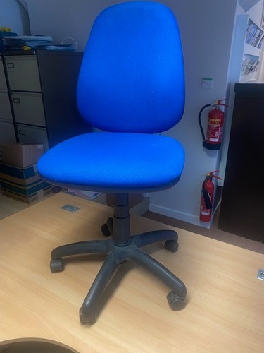 Blue fabric typist chair - typist, no